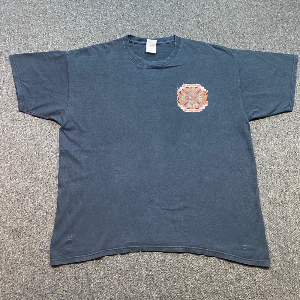 TShirt Sz XL Mens Black Skater 4th Battalion Fire Dept 100th Anniversary Graphic